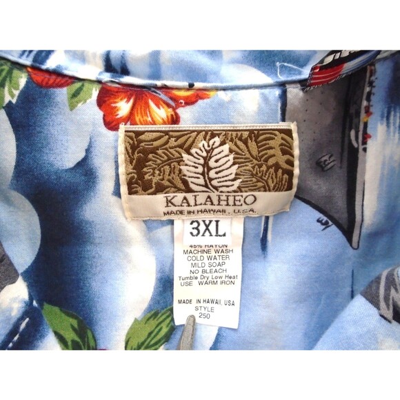 Vintage 90s Kalaheo Hawaiian Shirt Men's 3XL Pearl Harbor WWII Navy Made in USA - Picture 7 of 9